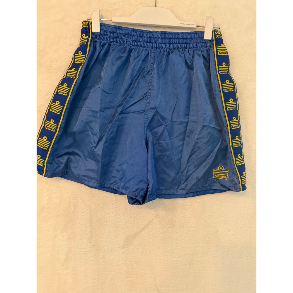 Vintage Admiral Soccer Shorts Blue Yellow Logo Tape Athletic Retro Mens Medium